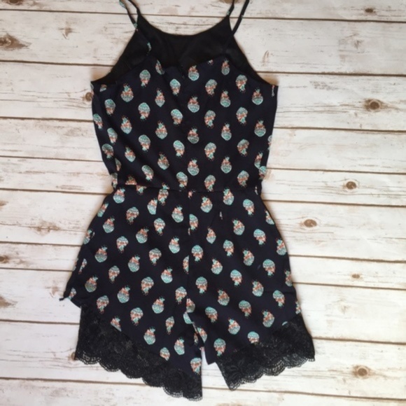 Navy & Mint Spaghetti Strap Romper - Picture 7 of 8